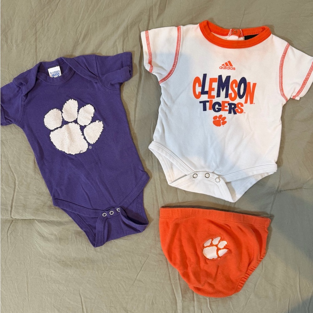 Clemson Infant Bodysuit Bundle in Purple, White & Orange